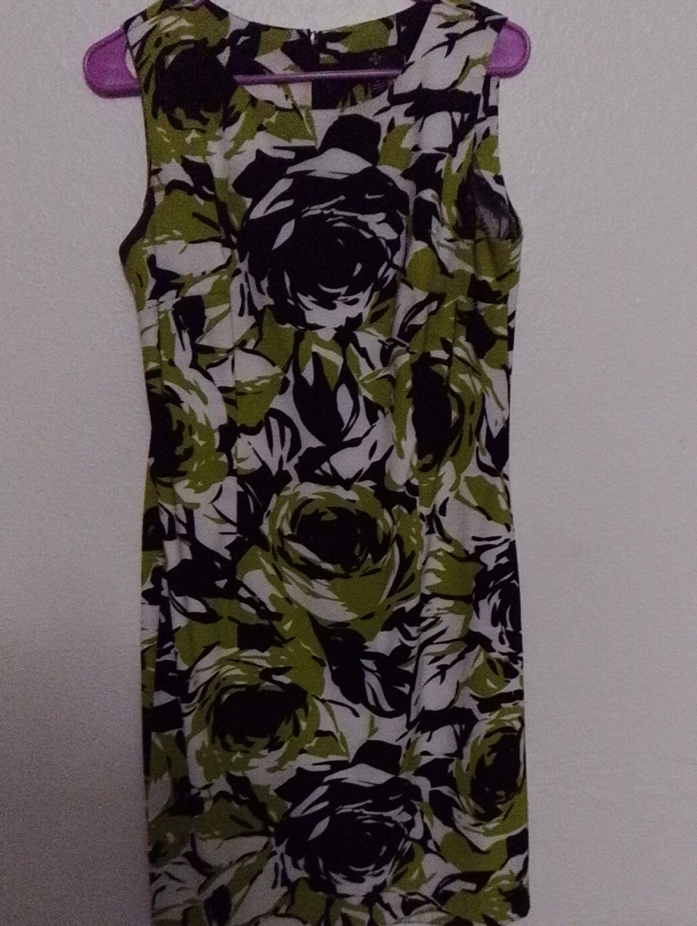 Ronni Nicole Olive Green, Black & White Floral Midi Dress
